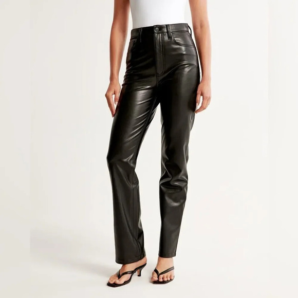 Abercrombie & Fitch Faux Leather Straight Pant - Picture 1 of 10